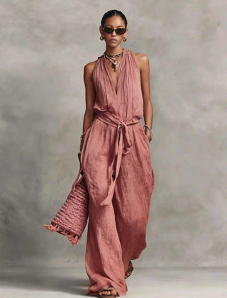 Women's Lightweight Airy Fabric Jumpsuit | Relaxed Wide Leg Summer Outfit 4