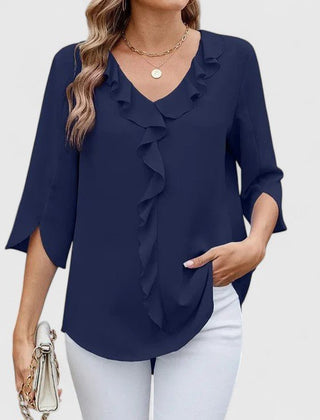 Women's Lightweight Chiffon Blouse | Elegant Ruffle V-Neck Summer Top 8
