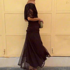 Women's Lightweight Chiffon Maxi Dress | Elegant Draped V Neck Summer Formal Gown 3