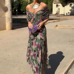 Women's Lightweight Chiffon Maxi Dress | Elegant Draped V Neck Summer Formal Gown 4