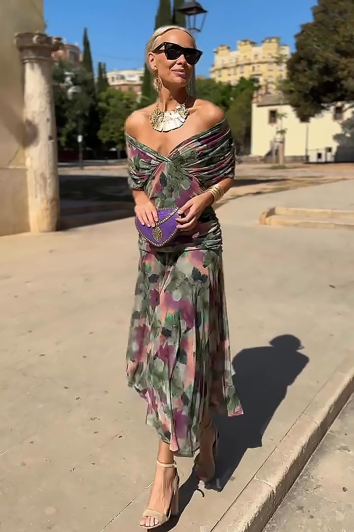 Women's Lightweight Chiffon Maxi Dress | Elegant Draped V Neck Summer Formal Gown 4