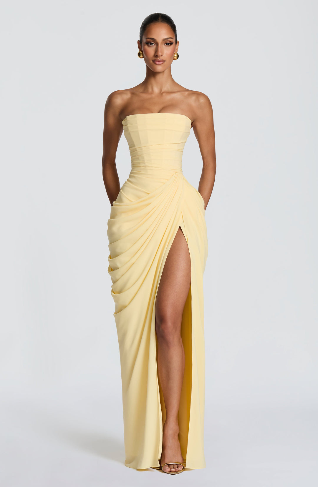 Women's Lightweight Chiffon Maxi Dress | Elegant Strapless Evening Gown 0
