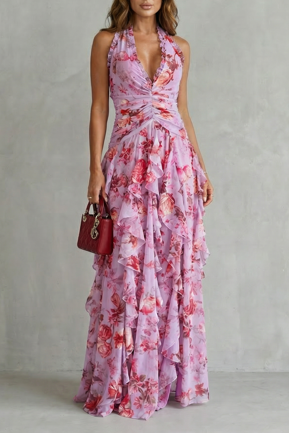 Women's Lightweight Chiffon Maxi Dress | Romantic Floral Summer Gown 0