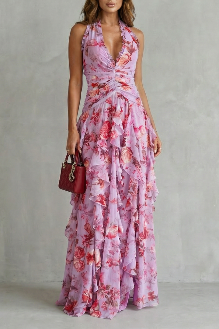 Women's Lightweight Chiffon Maxi Dress | Romantic Floral Summer Gown 0