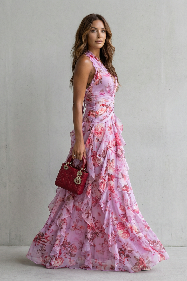 Women's Lightweight Chiffon Maxi Dress | Romantic Floral Summer Gown 2