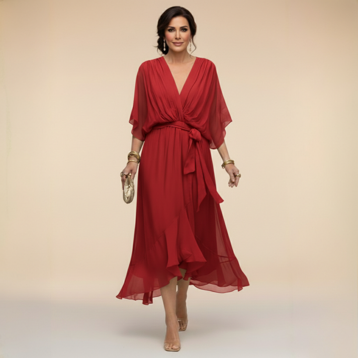 Women's Lightweight Chiffon Summer Dress | Elegant V-Neck Flowy Cocktail Dress 6