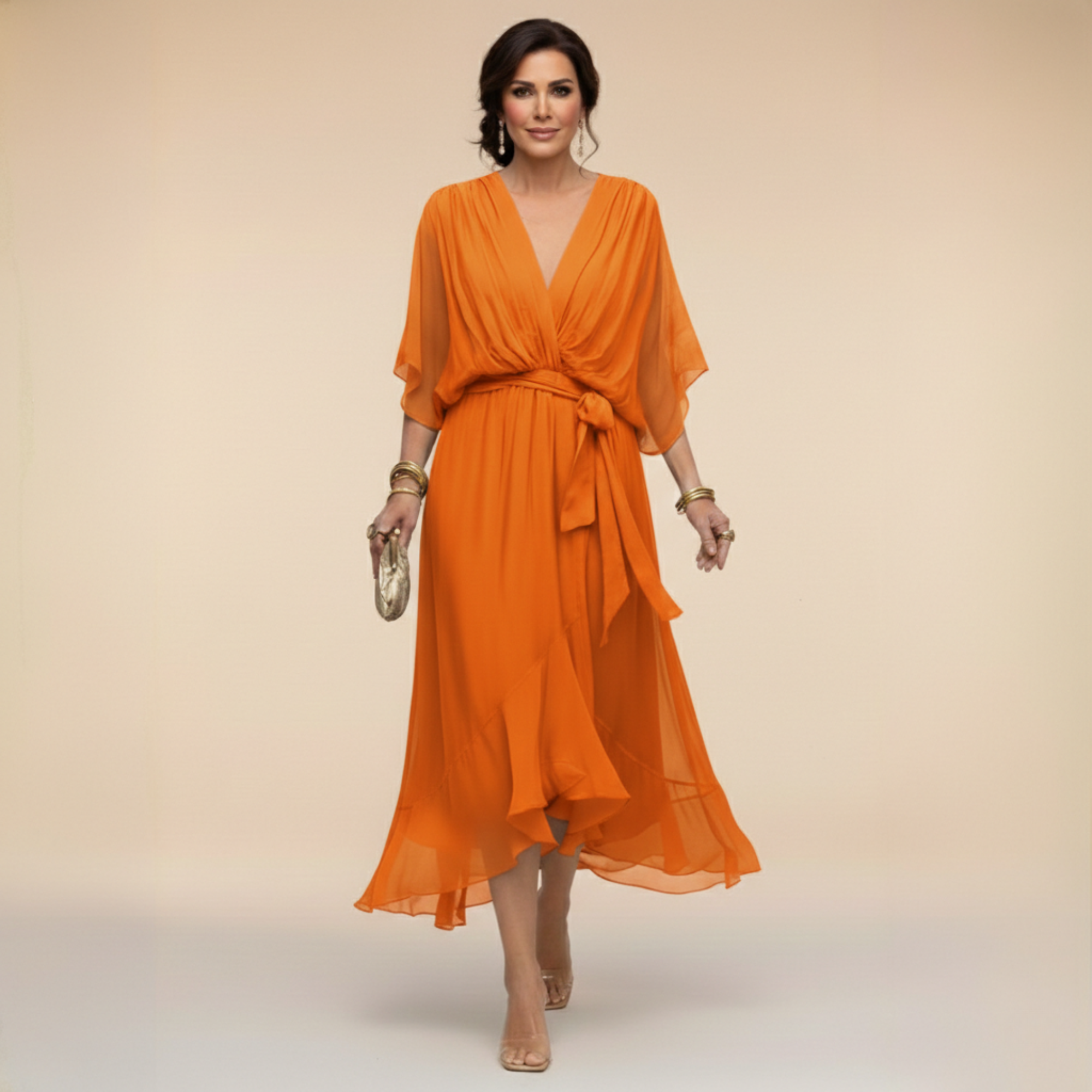 Women's Lightweight Chiffon Summer Dress | Elegant V-Neck Flowy Cocktail Dress 7