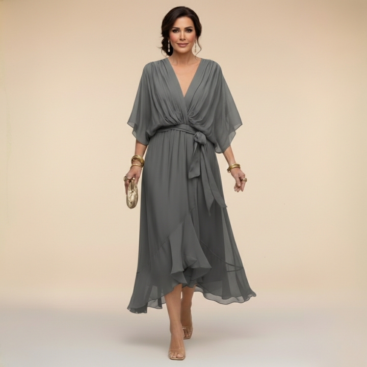 Women's Lightweight Chiffon Summer Dress | Elegant V-Neck Flowy Cocktail Dress 9