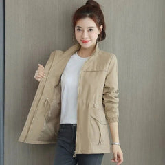 Women's Lightweight Cotton Blend Bomber Jacket | Relaxed Fit Cropped Transitional Outerwear 0