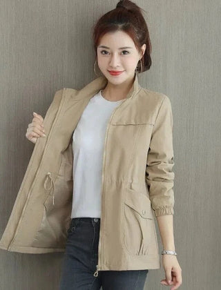 Women's Lightweight Cotton Blend Bomber Jacket | Relaxed Fit Cropped Transitional Outerwear 0