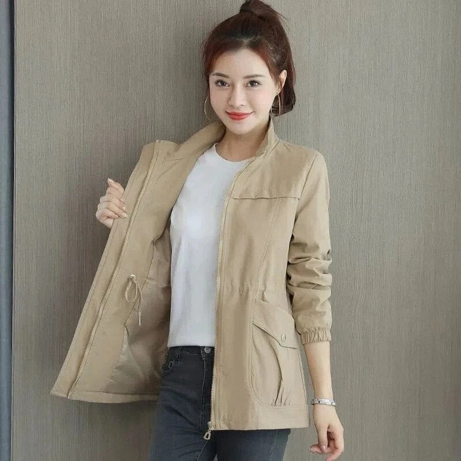 Women's Lightweight Cotton Blend Bomber Jacket | Relaxed Fit Cropped Transitional Outerwear 0
