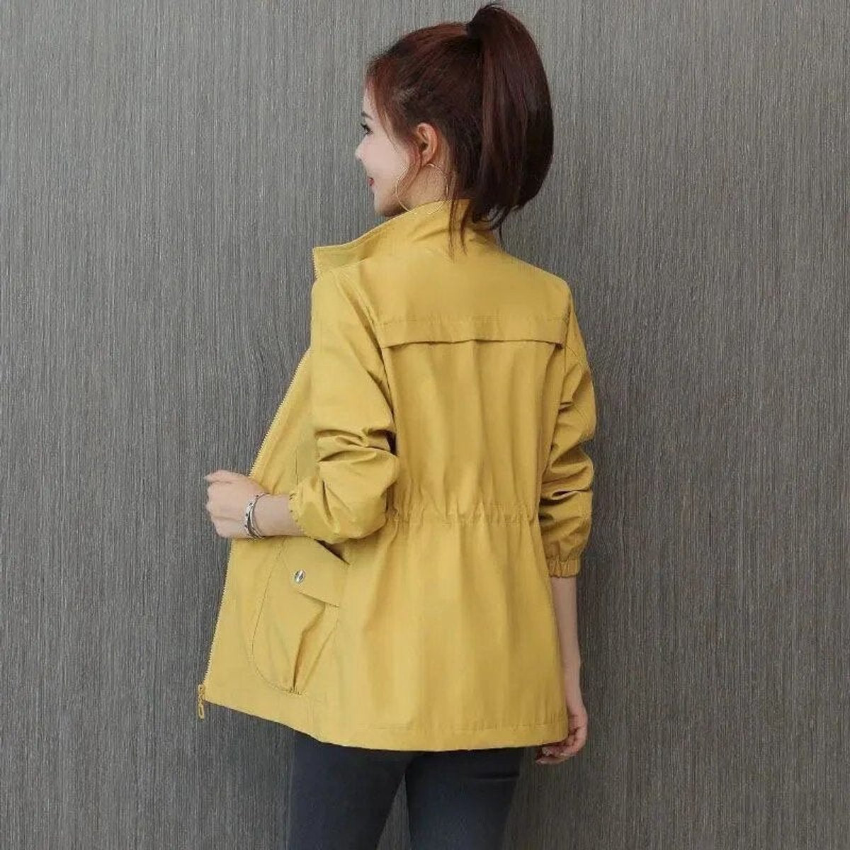 Women's Lightweight Cotton Blend Bomber Jacket | Relaxed Fit Cropped Transitional Outerwear 3