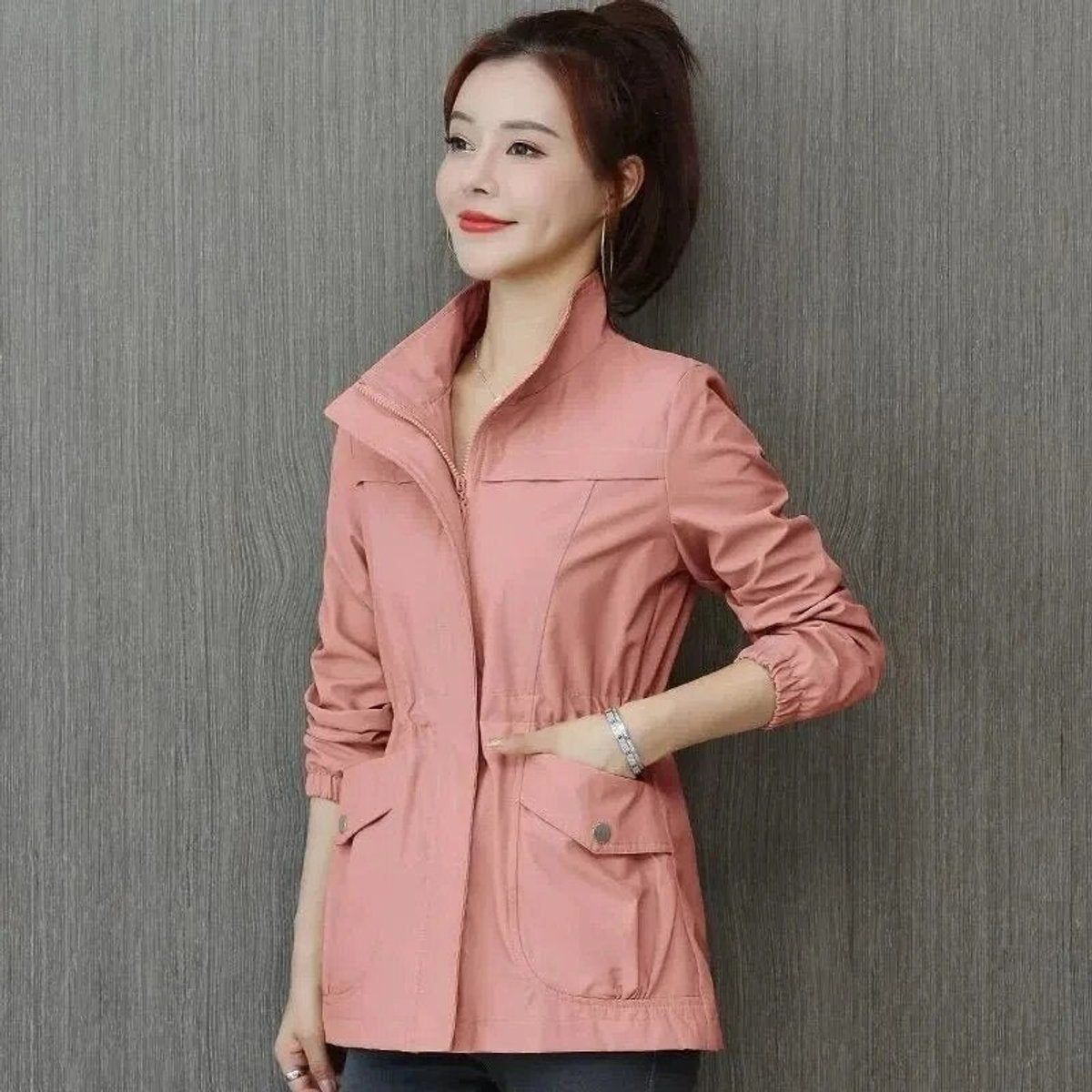 Women's Lightweight Cotton Blend Bomber Jacket | Relaxed Fit Cropped Transitional Outerwear 4