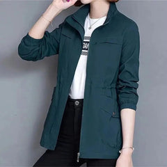 Women's Lightweight Cotton Blend Bomber Jacket | Relaxed Fit Cropped Transitional Outerwear 5