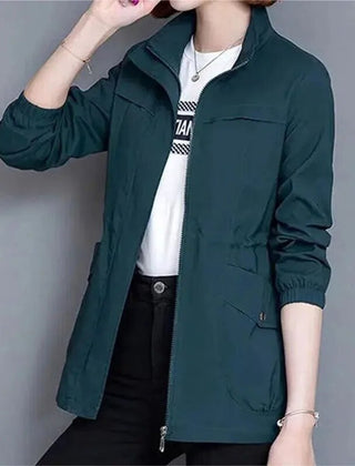 Women's Lightweight Cotton Blend Bomber Jacket | Relaxed Fit Cropped Transitional Outerwear 5