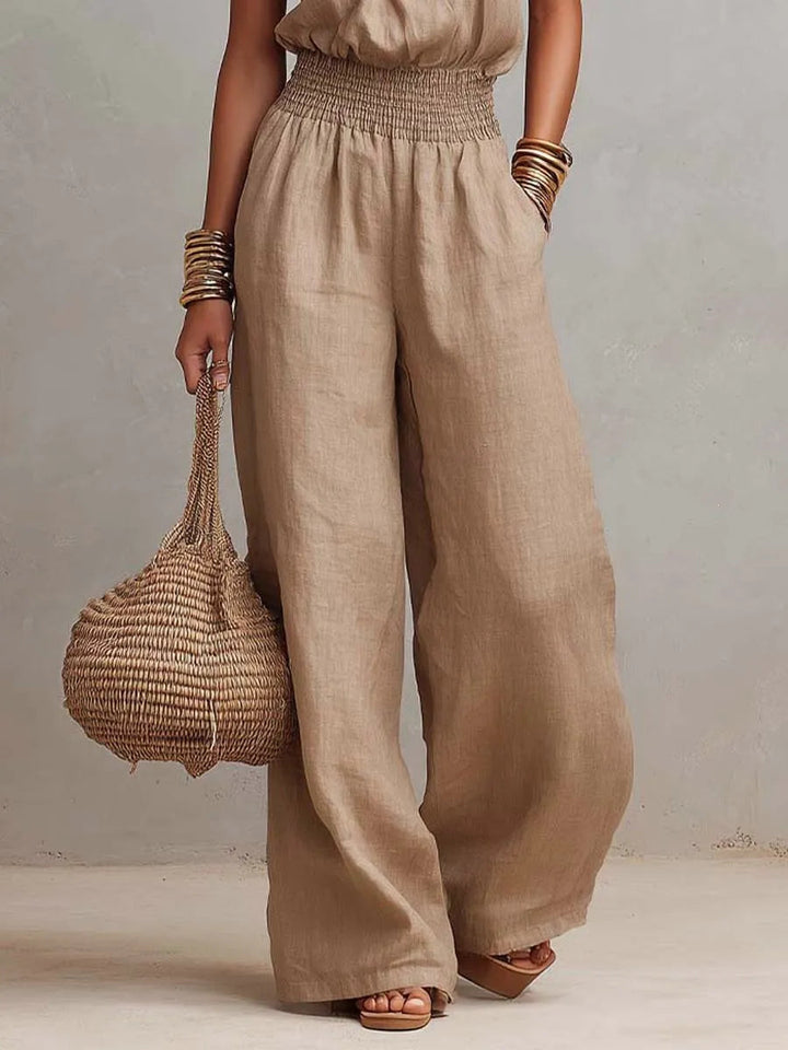 Women's Lightweight Cotton Jumpsuit | Elegant Halter Neck Wide-Leg Design 3