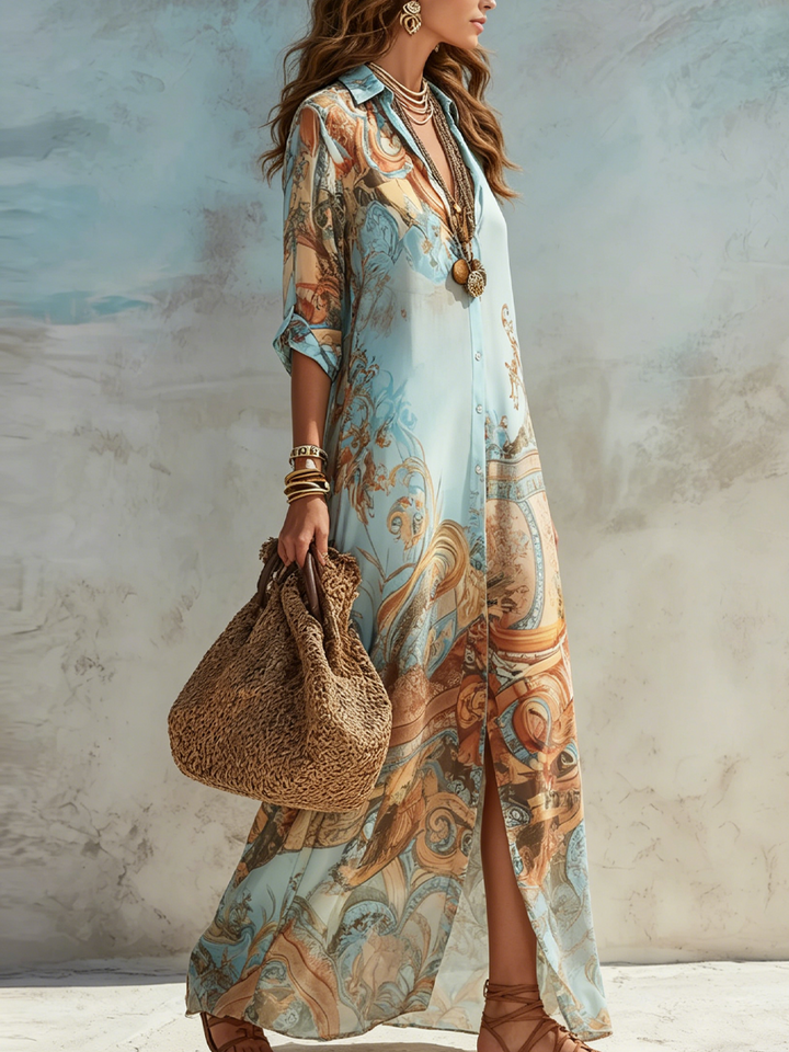 Women's Lightweight Cotton Maxi Dress | Elegant Floral Summer Dress 1