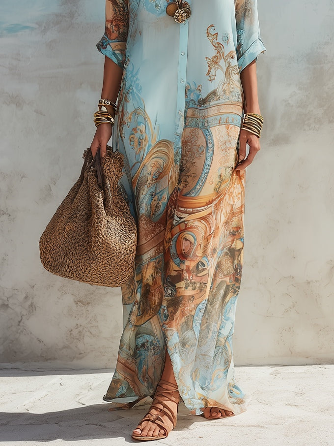 Women's Lightweight Cotton Maxi Dress | Elegant Floral Summer Dress 4