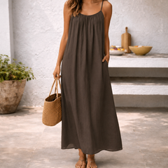 Women's Lightweight Cotton Maxi Dress | Elegant Flowing Summer Beachwear 0
