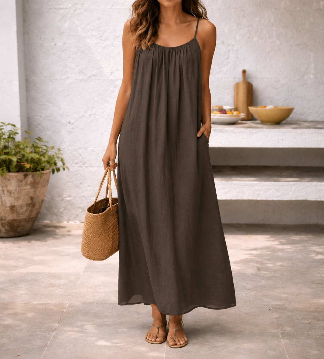 Women's Lightweight Cotton Maxi Dress | Elegant Flowing Summer Beachwear 0