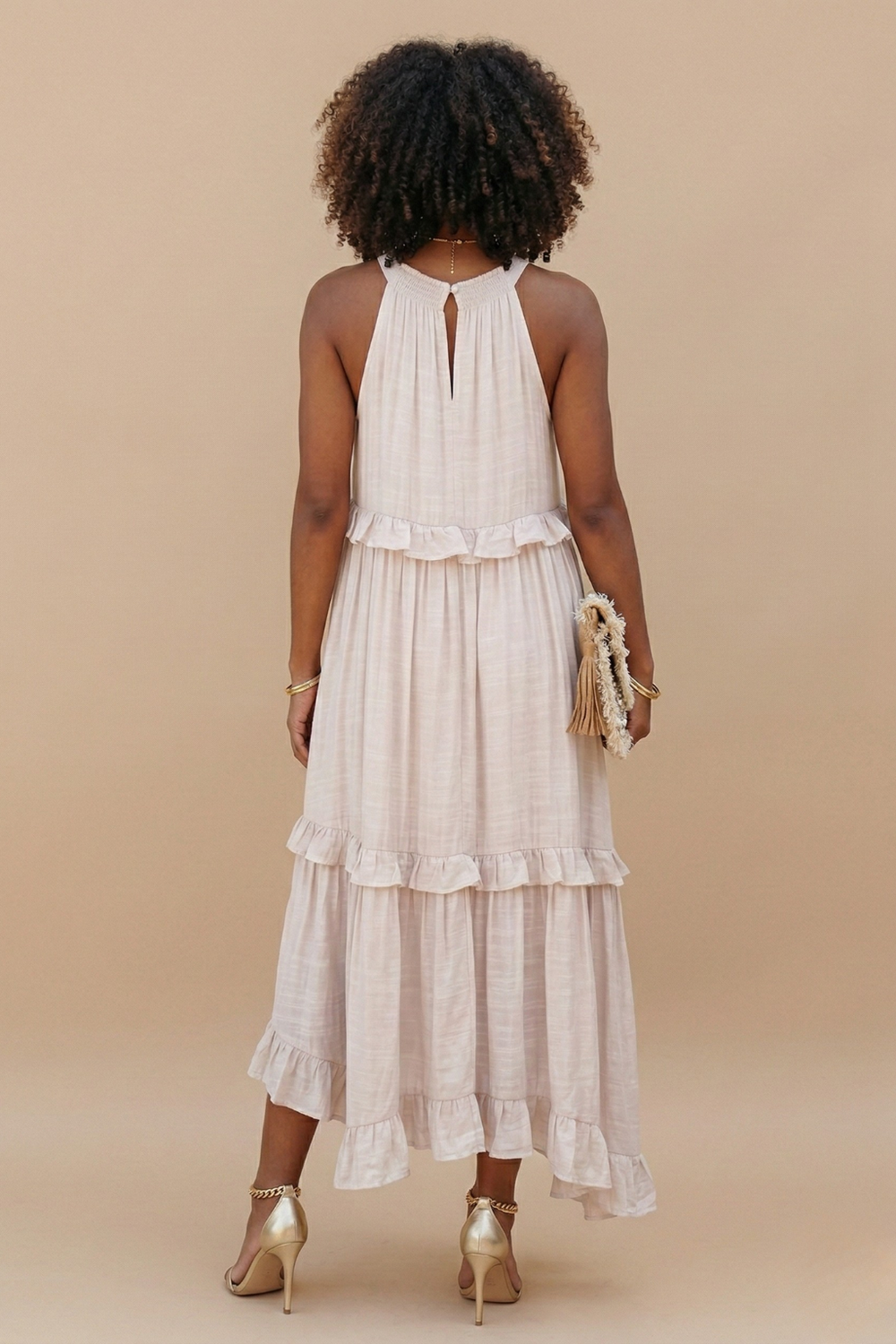 Women's Lightweight Cotton Maxi Dress | Flowy Elegant Summer Dress with Halter Neck 1
