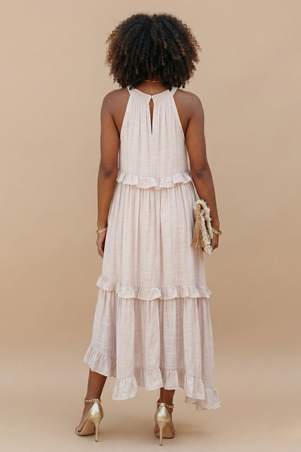 Women's Lightweight Cotton Maxi Dress | Flowy Elegant Summer Dress with Halter Neck 1