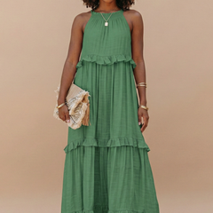 Women's Lightweight Cotton Maxi Dress | Flowy Elegant Summer Dress with Halter Neck 2