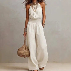 Women's Lightweight Fabric Wide Leg Jumpsuit | Effortless Relaxed Summer Outfit 0