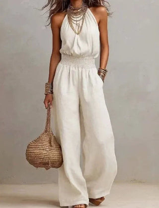 Women's Lightweight Fabric Wide Leg Jumpsuit | Effortless Relaxed Summer Outfit 0