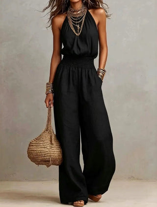 Women's Lightweight Fabric Wide Leg Jumpsuit | Effortless Relaxed Summer Outfit 1