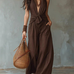 Women's Lightweight Flowy Jumpsuit | Elegant Deep V-Neck Summer Outfit 1
