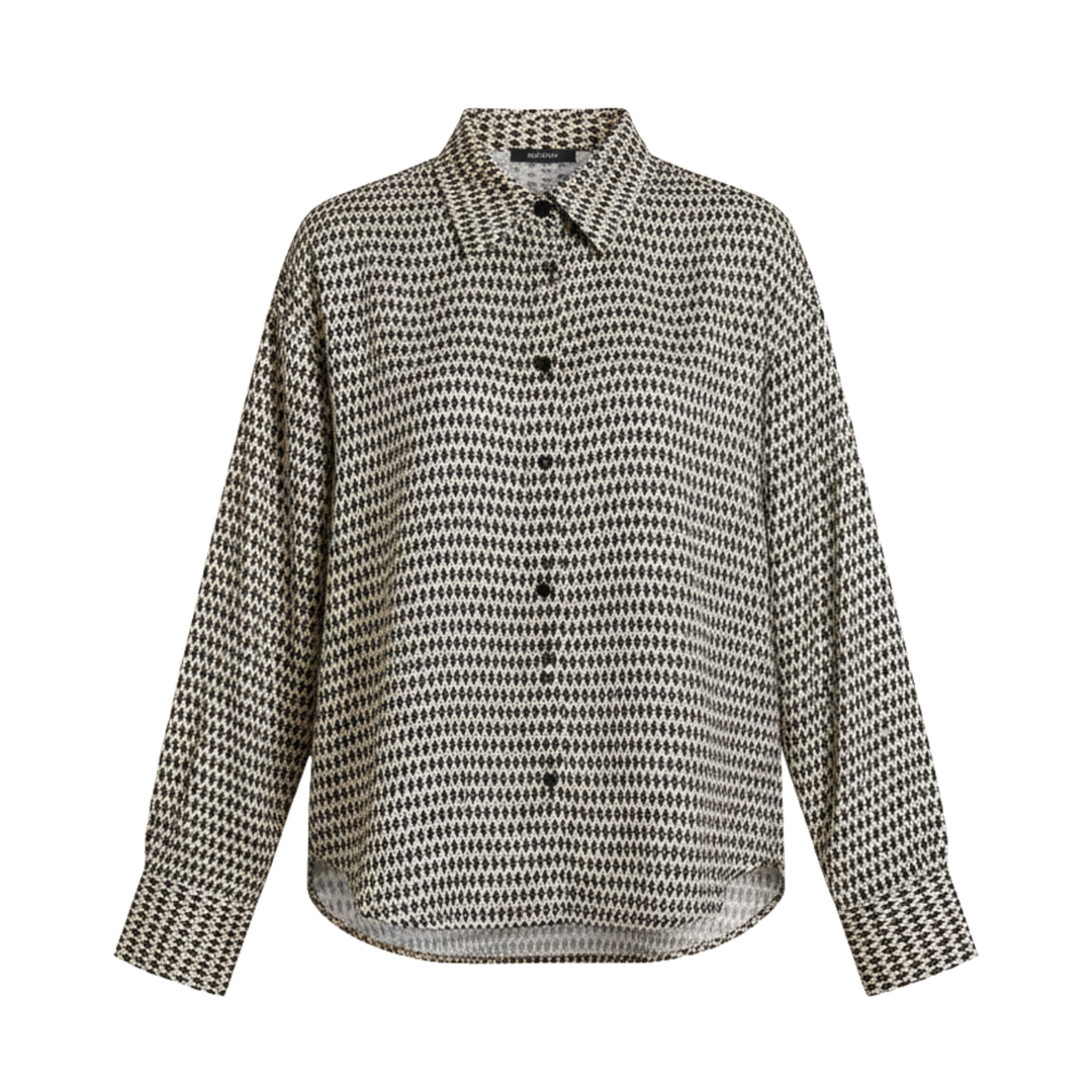Women's Lightweight Geometric Print Blouse | Elegant Relaxed Fit Long Sleeve Top 0