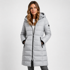 Women's Lightweight Insulated Black Puffer Jacket | Stylish Hooded Mid-Thigh Winter Coat 1