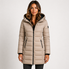 Women's Lightweight Insulated Black Puffer Jacket | Stylish Hooded Mid-Thigh Winter Coat 2