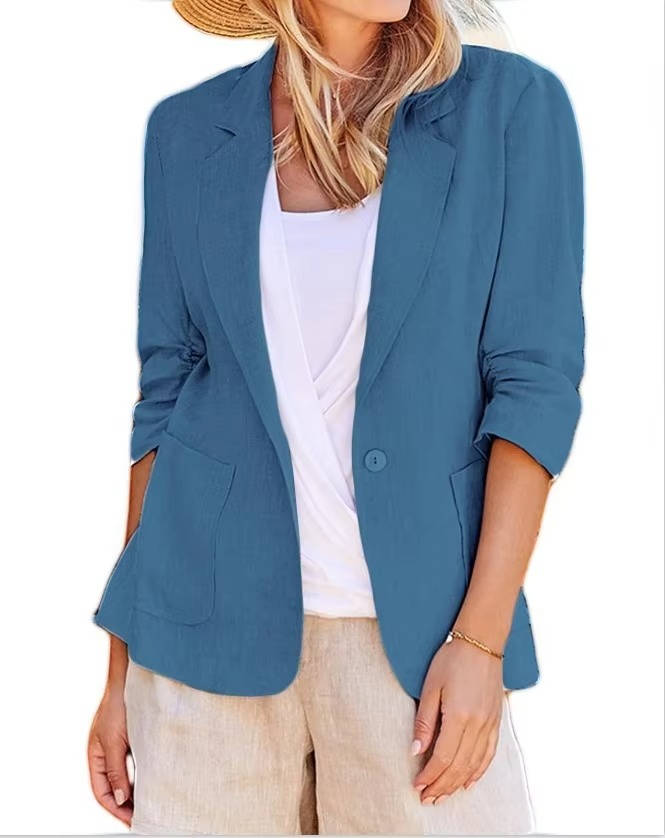 Women's Lightweight Linen Blazer | Elegant Tailored Jacket for All Seasons 0