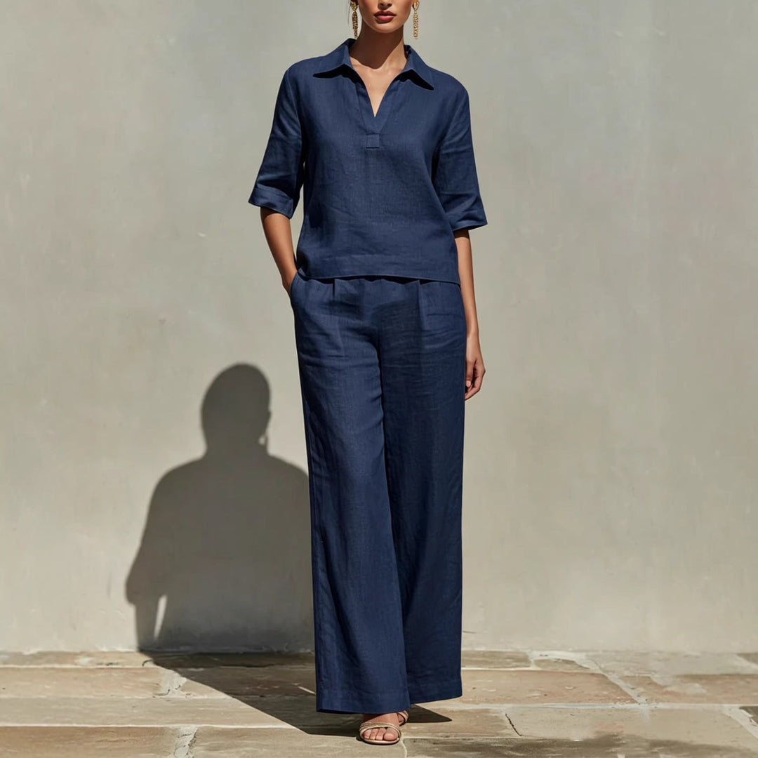 Women's Lightweight Linen Blend Outfit | Effortless Casual Summer Set 0