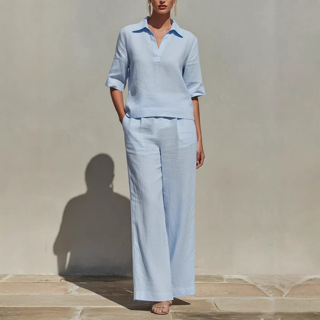 Women's Lightweight Linen Blend Outfit | Effortless Casual Summer Set 1
