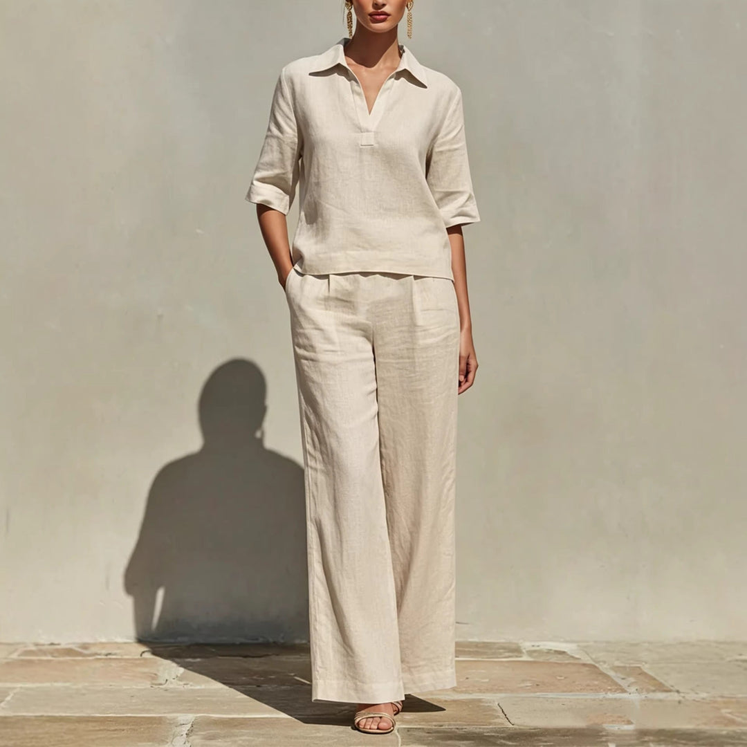 Women's Lightweight Linen Blend Outfit | Effortless Casual Summer Set 2