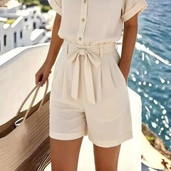 Women's Lightweight Linen Blend Romper | Relaxed Summer Jumpsuit for Effortless Style 0