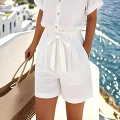 Women's Lightweight Linen Blend Romper | Relaxed Summer Jumpsuit for Effortless Style 1