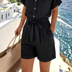 Women's Lightweight Linen Blend Romper | Relaxed Summer Jumpsuit for Effortless Style 2