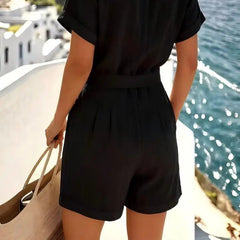 Women's Lightweight Linen Blend Romper | Relaxed Summer Jumpsuit for Effortless Style 3