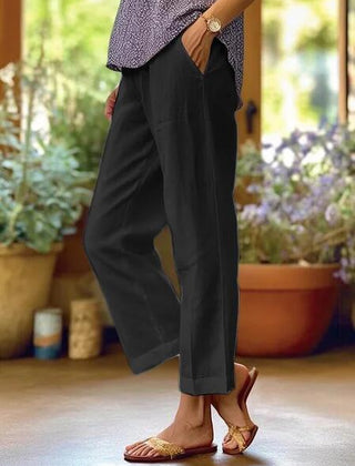 Women's Lightweight Linen Blend Trousers | Relaxed Fit Summer Pants 3