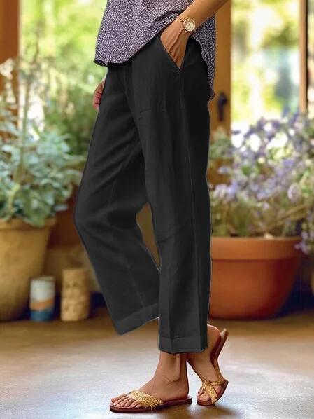 Women's Lightweight Linen Blend Trousers | Relaxed Fit Summer Pants 3