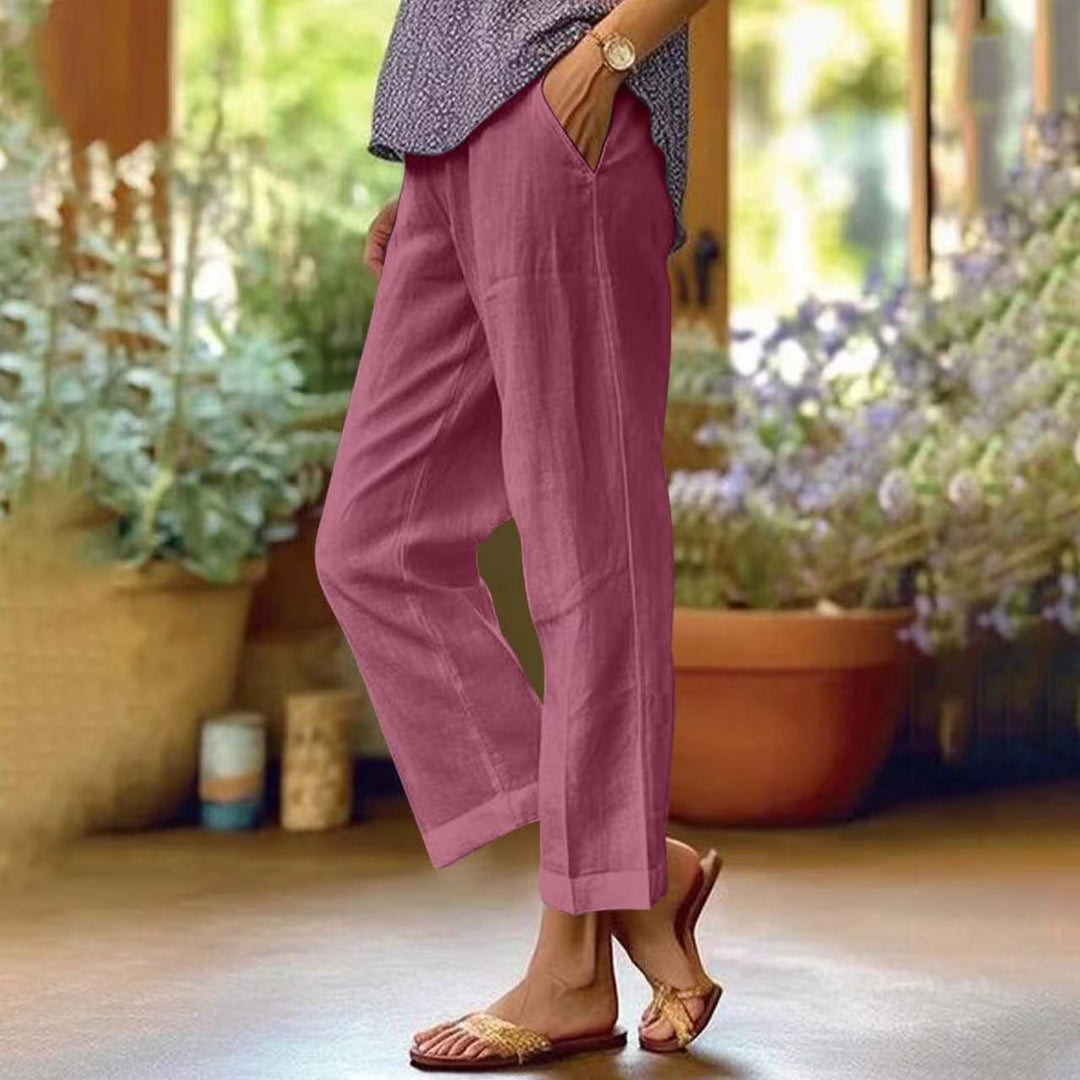 Women's Lightweight Linen Blend Trousers | Relaxed Fit Summer Pants 4