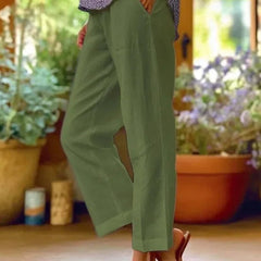 Women's Lightweight Linen Blend Trousers | Relaxed Fit Summer Pants 5
