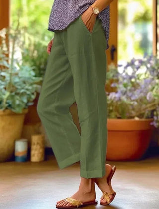 Women's Lightweight Linen Blend Trousers | Relaxed Fit Summer Pants 5