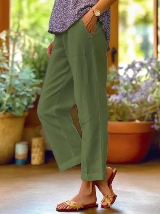 Women's Lightweight Linen Blend Trousers | Relaxed Fit Summer Pants 5
