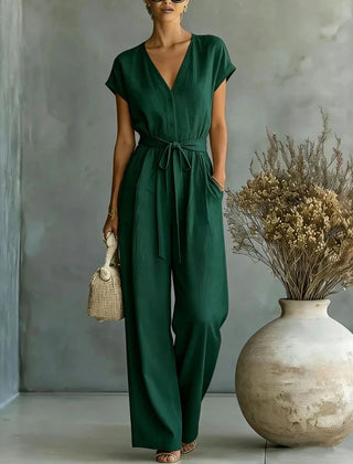 Women's Lightweight Linen Jumpsuit | Elegant Relaxed Wide-Leg Design 2