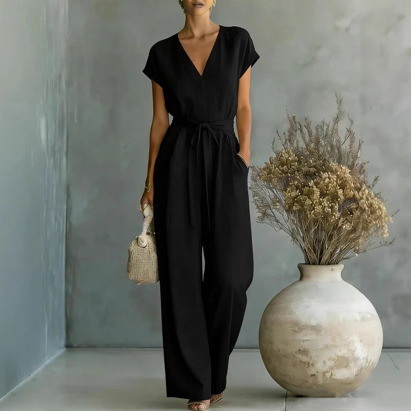 Women's Lightweight Linen Jumpsuit | Elegant Relaxed Wide-Leg Design 3